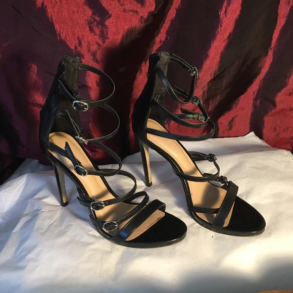 aldo black strappy heels